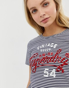 Футболка в полоску с логотипом Superdry - Темно-синий