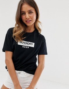 Футболка бойфренда с логотипом Superdry - Черный