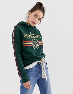 Худи с золотистым логотипом Superdry - Зеленый