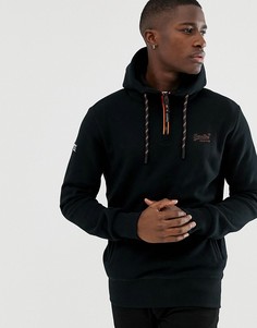 Черный худи с короткой молнией Superdry - Черный