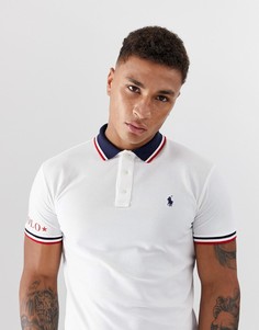 Белое зауженное поло с кантом Polo Ralph Lauren - Белый