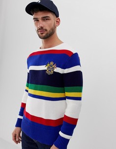 Хлопковый трикотажный джемпер в разноцветную полоску с логотипом Polo Ralph Lauren - Мульти