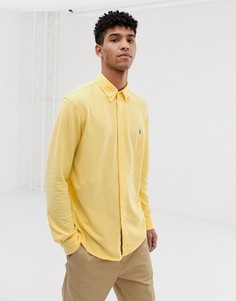 Желтая приталенная рубашка на пуговицах из пике с логотипом Polo Ralph Lauren - Желтый