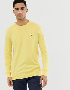 Желтый вязаный хлопковый джемпер с логотипом Polo Ralph Lauren - Желтый