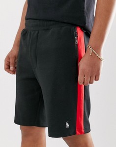 Черные шорты для плавания с полосками металлик по бокам и логотипом Polo Ralph Lauren - Черный