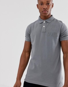 Футболка-поло из пике с логотипом Superdry classic - Серый