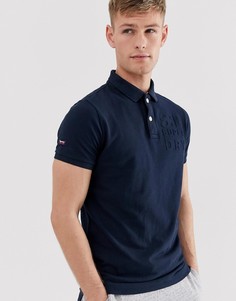Футболка-поло из пике с логотипом Superdry classic - Темно-синий