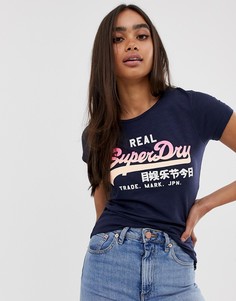 Футболка с логотипом Superdry Vintage Ombre - Темно-синий