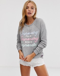 Свитшот с накладным логотипом Superdry Palm Beach - Серый