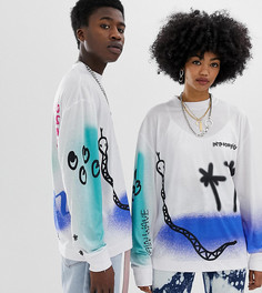 Футболка с принтом граффити COLLUSION x Everyone Together Unisex - Белый
