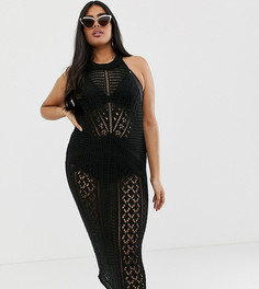 Платье макси с отделкой кроше ASOS DESIGN Curve - Черный