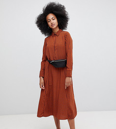 Свободное платье миди в клетку Monki - Мульти