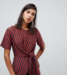 Топ в полоску с декоративным узлом River Island - Коричневый