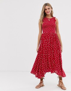 Платье макси в горошек Free People - Chambray Butterflies - Красный