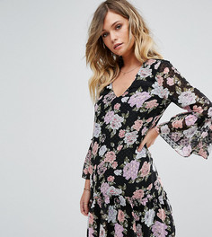 Свободное платье из сеточки добби с цветочным принтом Miss Selfridge - Мульти