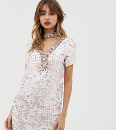 Розовое платье А-силуэта с отделкой пайетками River Island - Розовый