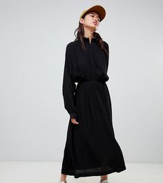 Присборенное платье миди с высоким воротником Weekday - Черный