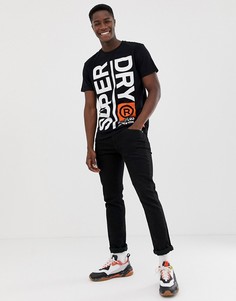 Черная oversize-футболка с логотипом Superdry - Черный