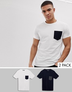 Набор из 2 футболок с карманом контрастного цвета French Connection - Мульти