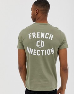 Футболка с логотипом и принтом на спине French Connection - Зеленый