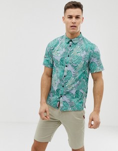 Зеленая рубашка с тропическим принтом и короткими рукавами Superdry - Зеленый