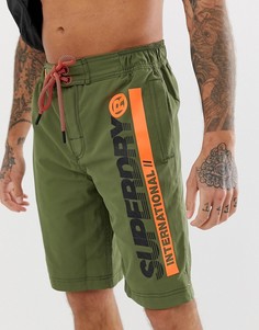 Пляжные шорты цвета хаки с логотипом Superdry - Зеленый