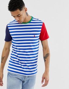 Сине-белая футболка в полоску с логотипом Polo Ralph Lauren - Синий