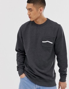 Флисовый свитшот с полоской на кармане Vans - Серый
