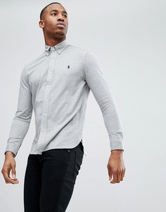Серая меланжевая облегающая рубашка на пуговицах с логотипом Polo Ralph Lauren - Серый