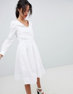 Платье миди с запахом и длинными рукавами French Connection - Белый