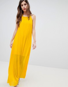 Плиссированное платье макси с халтером French Connection - Желтый