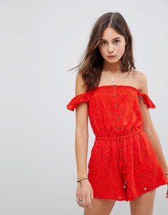 Кружевной ромпер Superdry - Красный