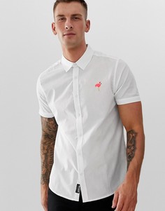 Рубашка с короткими рукавами и вышитым фламинго Threadbare - Белый