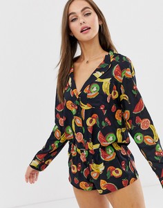Пижамная рубашка с принтом фруктов ASOS DESIGN mix & match - Мульти