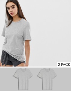 2 удлиненных серых футболки в стиле унисекс Calvin Klein Statement 1981 - Серый