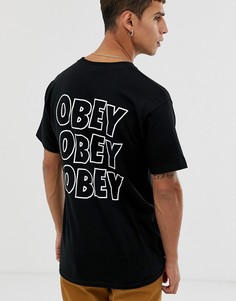 Черная футболка с принтом на спине Obey Jumble - Черный