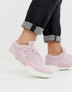Розовые замшевые кроссовки с фактурной подошвой Reebok - workout - Розовый