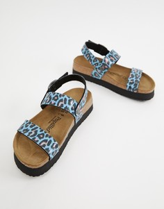 Сандалии на плоской подошве с ремешком на пятке и леопардовым принтом Papillio by Birkenstock - Синий