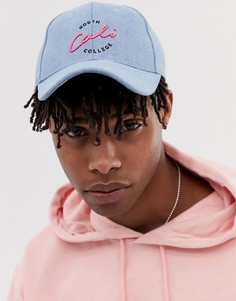Джинсовая бейсболка с вышивкой Cali ASOS DESIGN - Синий
