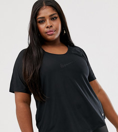 Черная футболка с вырезом на спине Nike Running Plus - Черный