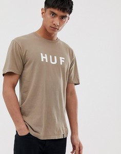 Зеленая футболка с логотипом HUF Essentials OG - Зеленый