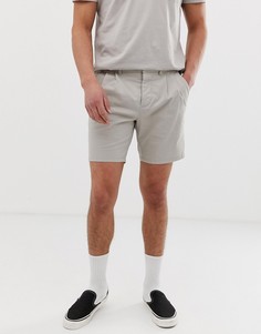 Бежевые шорты чиносы слим со складками ASOS DESIGN - Бежевый