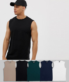 5 майки из органического хлопка ASOS DESIGN - НАБОР СО СКИДКОЙ - Мульти