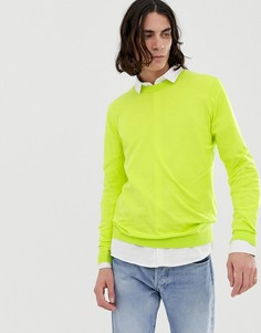 Неоново-зеленый хлопковый джемпер ASOS DESIGN - Зеленый