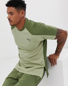 Футболка цвета хаки со вставками Puma Тraining - Зеленый