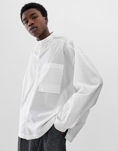 Белая хлопковая oversize-рубашка с воротником на пуговице ASOS WHITE - Белый