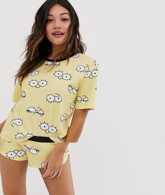 Пижамный комплект с шортами ASOS DESIGN simpsons eyes - Мульти