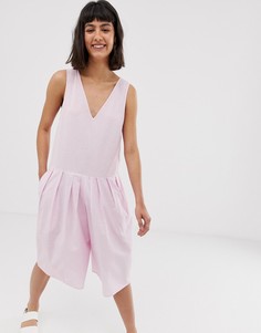 Льняной комбинезон с кюлотами и заниженной талией ASOS DESIGN - Мульти
