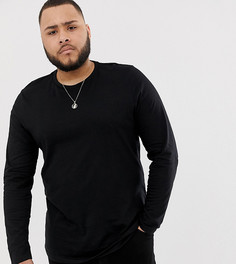 Черный лонгслив из органического хлопка с круглым вырезом ASOS DESIGN Plus - Черный