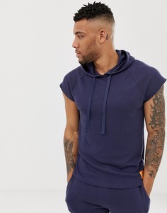 Темно-синий обтягивающий худи без рукавов Calvin Klein Monogram - Темно-синий